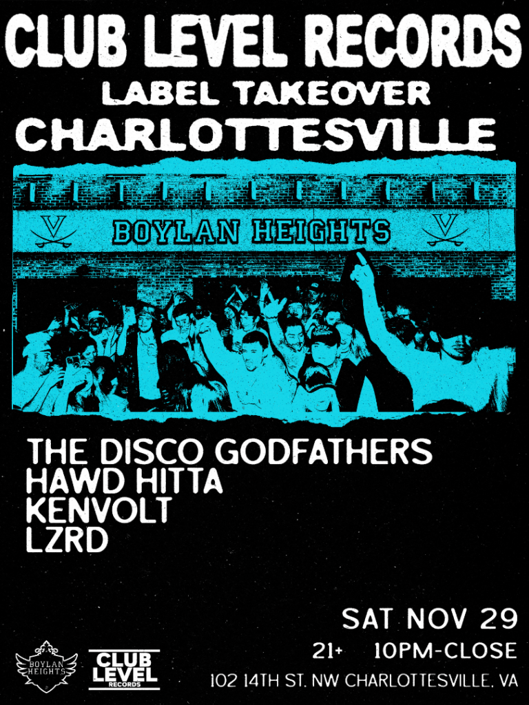 show poster for club lever records show case at boylan heights in virginia